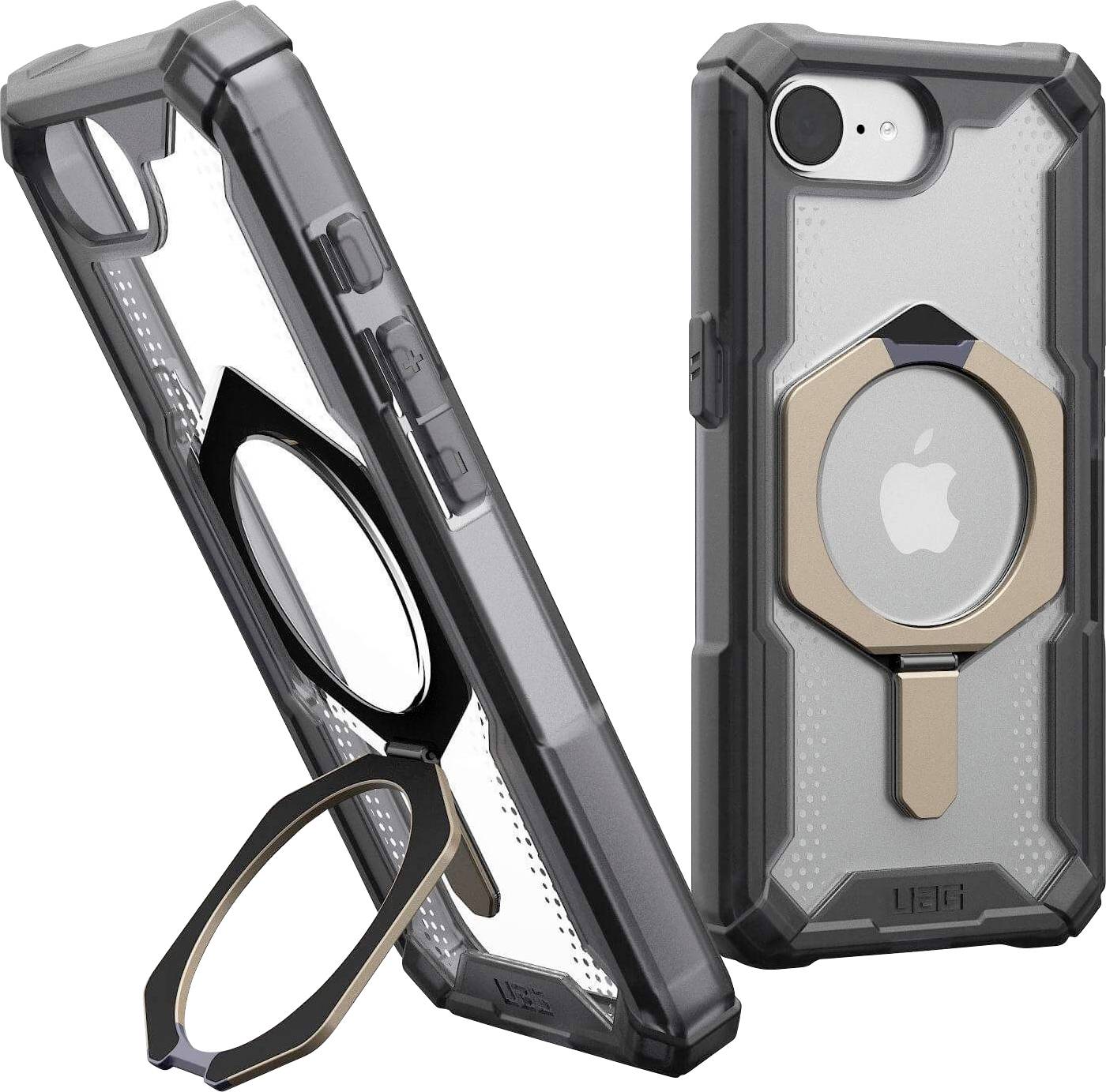 Urban Armor Gear Plasma XTE Outdoor telefoonhoes Apple iPhone 17e, iPhone 16e Transparant, Titaan Inductieve lading, MagSafe compatible, Met standfunctie,