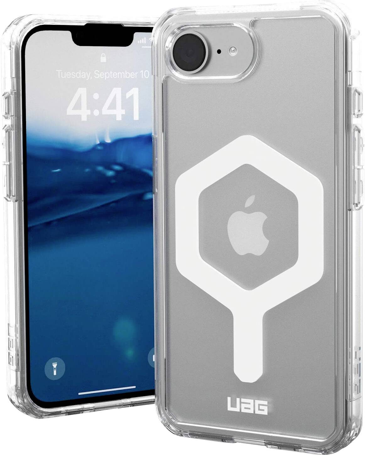 Urban Armor Gear Plyo MagSafe Outdoor telefoonhoes Apple iPhone 17e, iPhone 16e Transparant, Wit Inductieve lading, MagSafe compatible, Stootbestendig