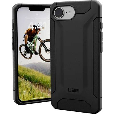 Smartphone u čvrstoj crnoj futroli, na zaslonu mountain biker u zraku.