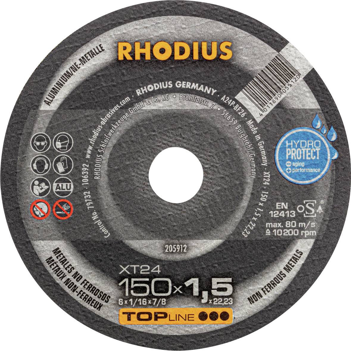 Rhodius 205912 Doorslijpschijf recht 150 mm 1 stuk(s) Non-ferrometaal