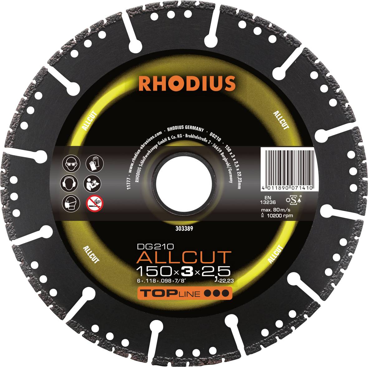 Rhodius 303389 Diamanten doorslijpschijf 150 mm 1 stuk(s)