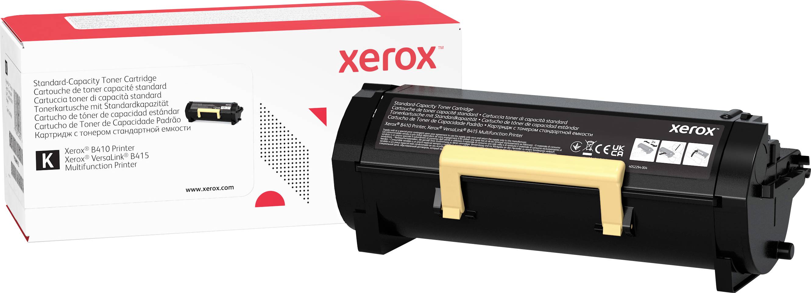 Xerox tonerska kazeta standardnog kapaciteta, crna kazeta ispred ambalaže. Pogodan za pisač Xerox VersaLink B415.