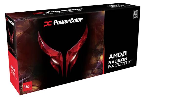 Kutija grafičke kartice PowerColor za AMD Radeon RX 6900 XT, prikazuje crveni logotip i natpise, kapaciteta 16 GB.