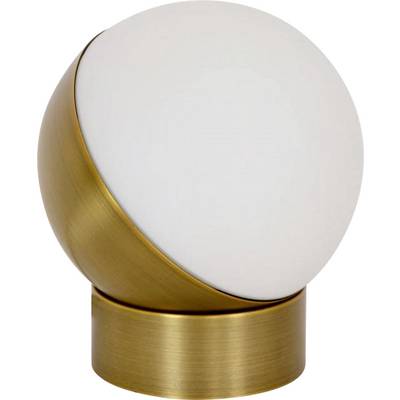 Kuglasta lampa zlatne baze i bijelog sjenila. Elegantna i moderna, pogodna za stilske življenjske prostore.