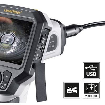 Endoskopski uređaj s fleksibilnom kamerom prikazuje uvećani pogled cijevi. Upravljački elementi i priključci: USB, SD kartica, video izlaz.