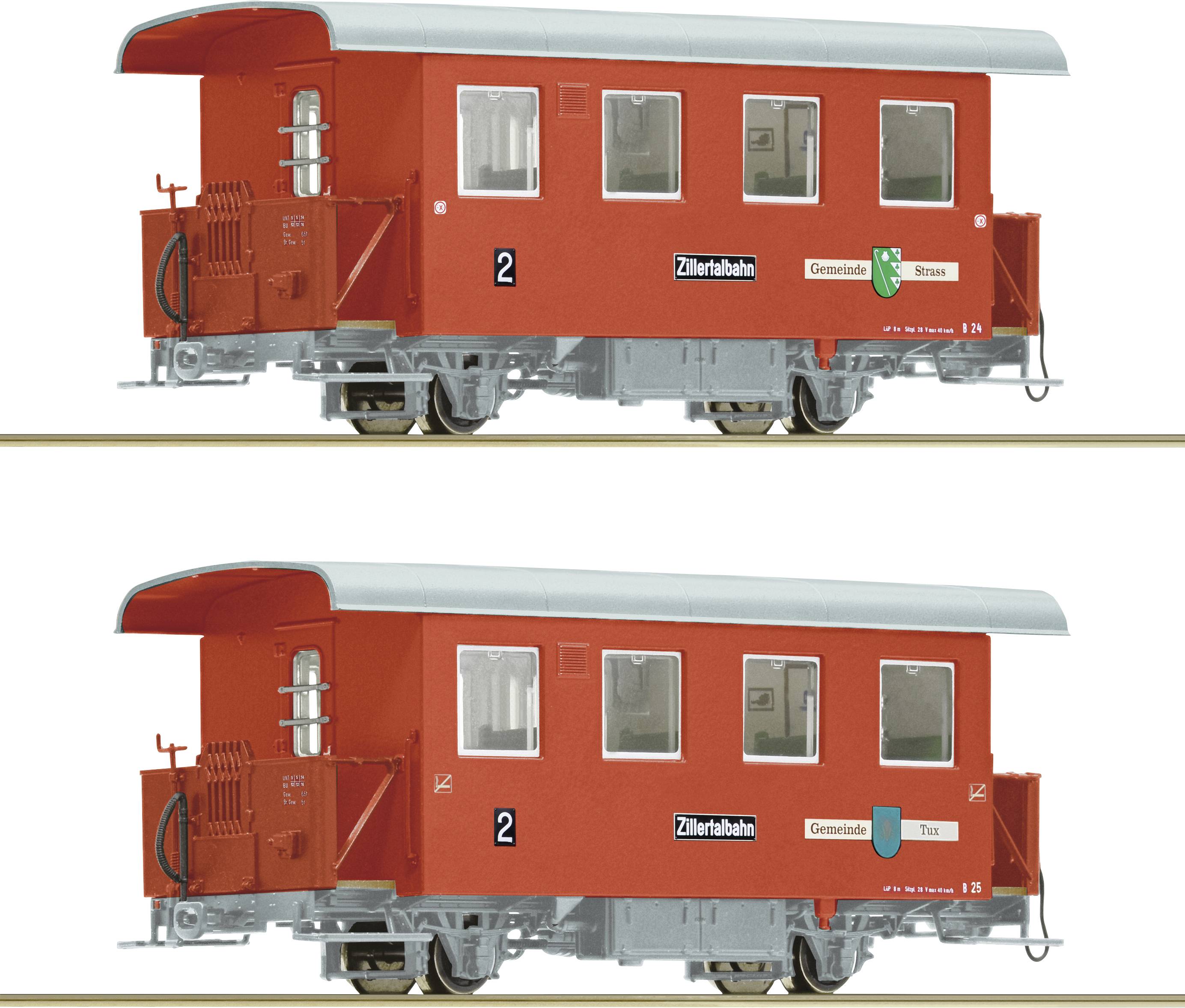 Roco 6240003 H0e set van 2 smalspoorwagons van de Zillertalbahn