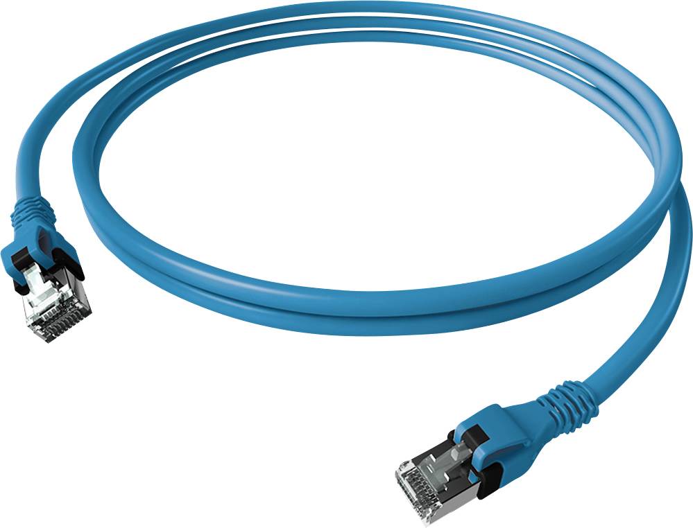 EasyLan DualBoot PushPull IP20 patchkabel, Cat.6A (Klasse EA), S/FTP, blauw, 0,5 m