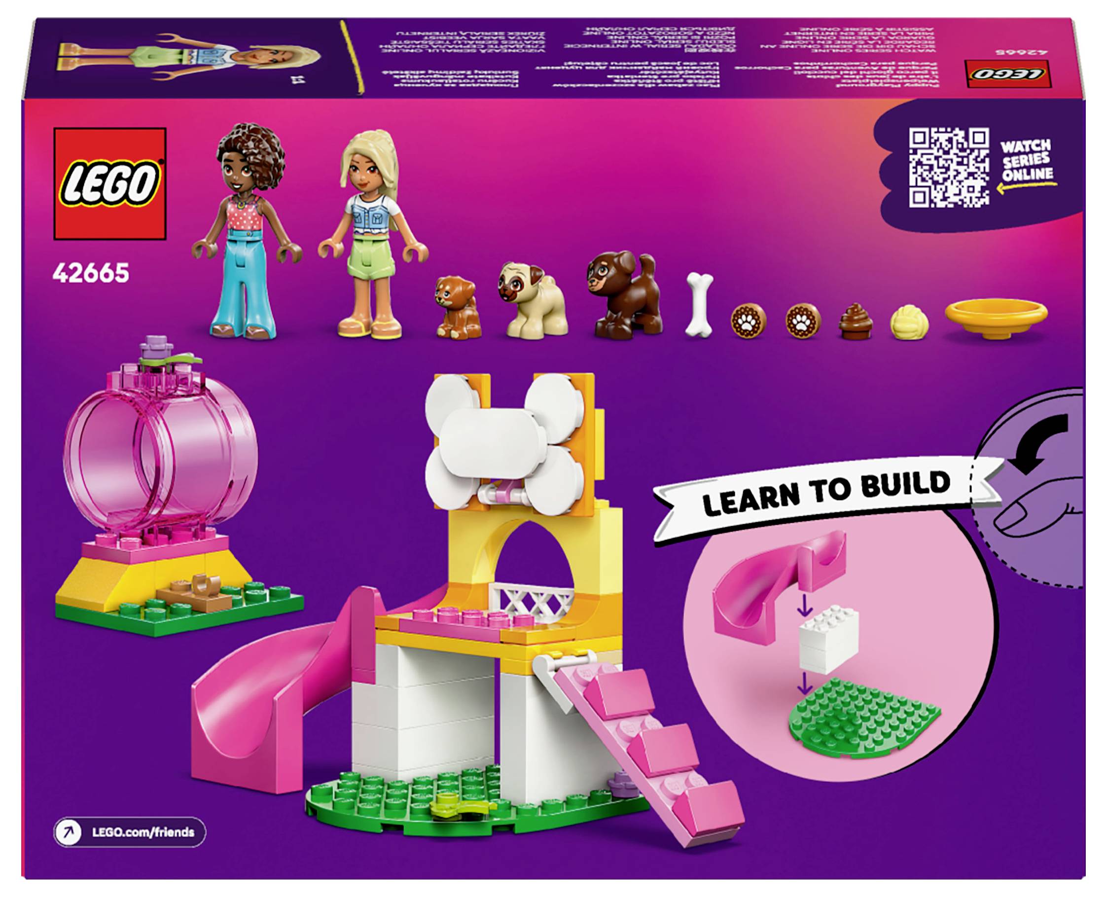 LEGO-set 'Salon za pse': Dvije figurice i dva psa s dodacima. Sadrži tobogan i upute za sastavljanje.