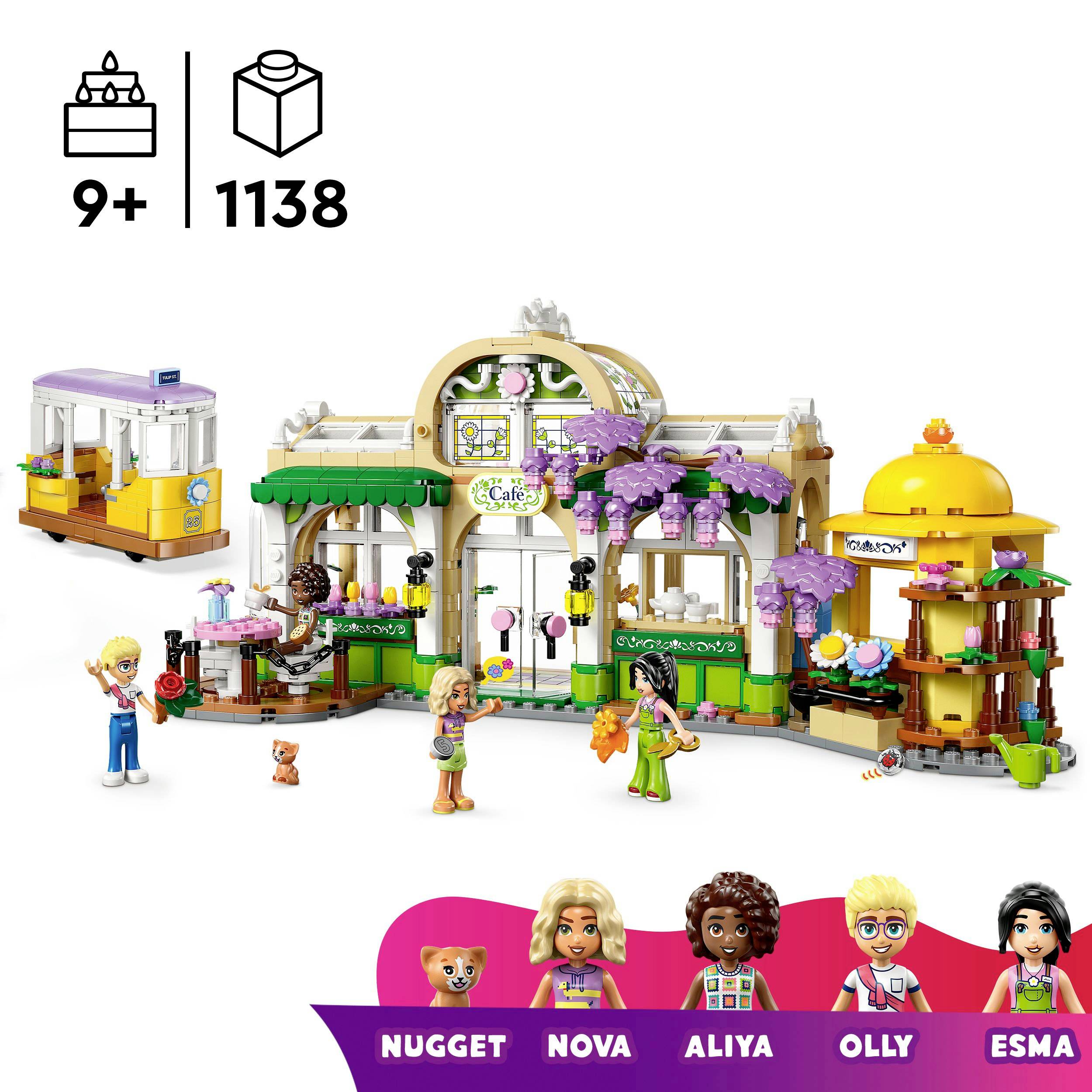 LEGO set s pet minifigura, kafićem i kulinarskim tržnim štandovima. Za djecu od 9 godina. Ukupan broj dijelova: 1138.