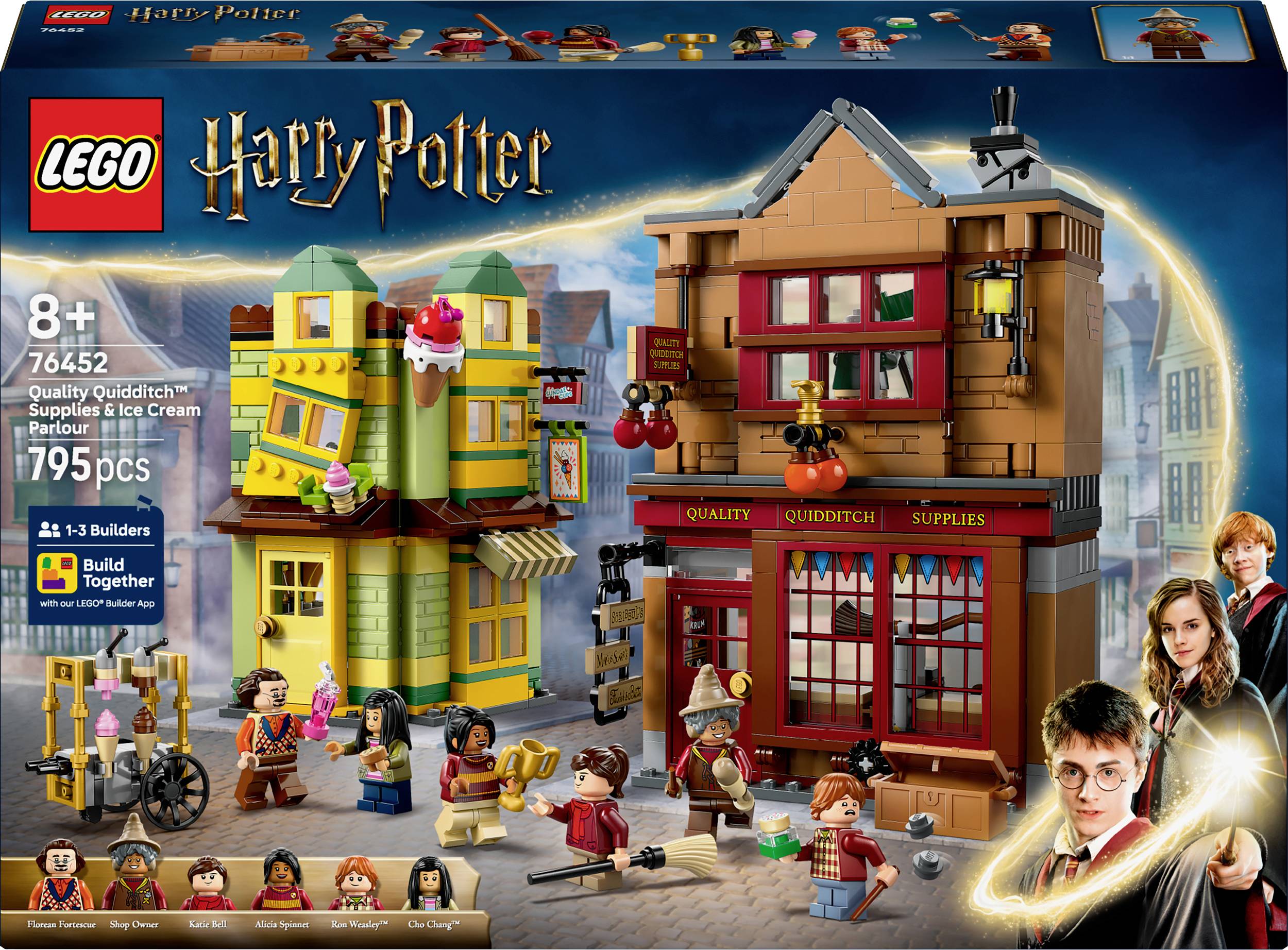LEGO 'Harry Potter' set: Scena iz Dijagon-aleje sa sladoledarom i trgovinom Quidditch opreme. Sadrži minifigurice likova.