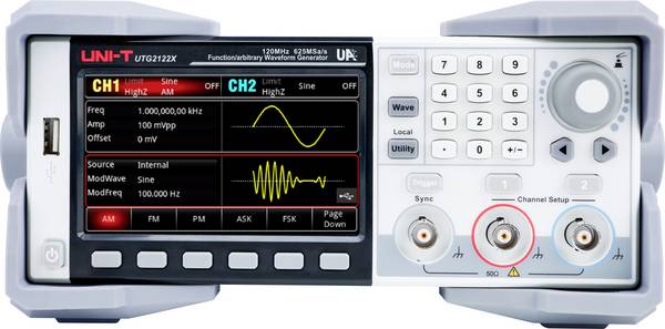Uni-T UTG2122X funkcijski generator na struju  120 Hz (max) 2-kanalni proizvoljno, pravokutnik, puls, rampa, buka