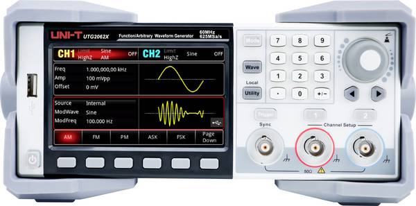 Uni-T UTG2062X funkcijski generator na struju  60 MHz (max) 2-kanalni