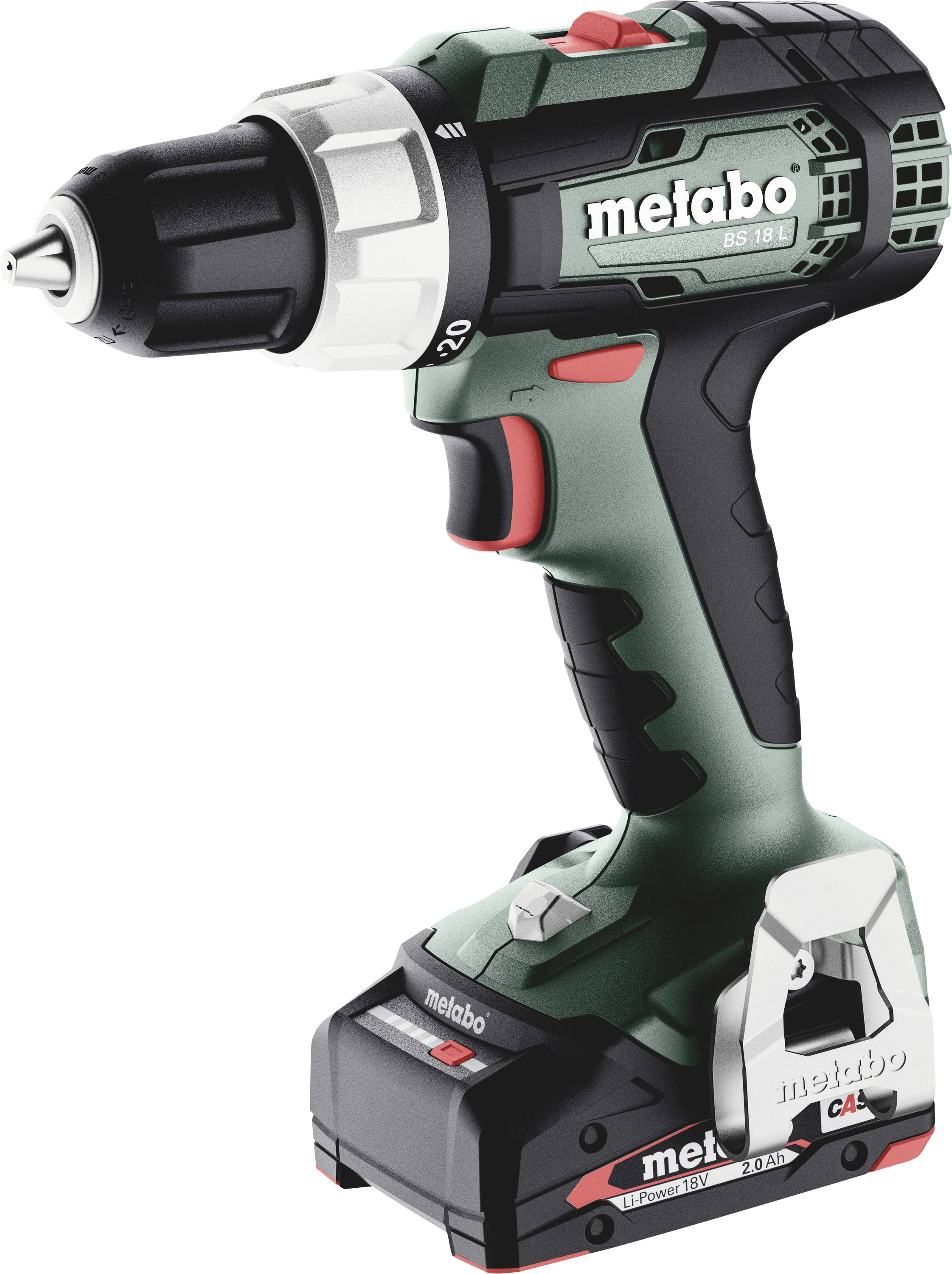 Metabo BS 18 L 614051500 Borrskruvdragare batteri 18 V 2 Ah Li-Ion borstfri, inkl. 2x batterier, inkl. v&auml;ska, inkl. laddare