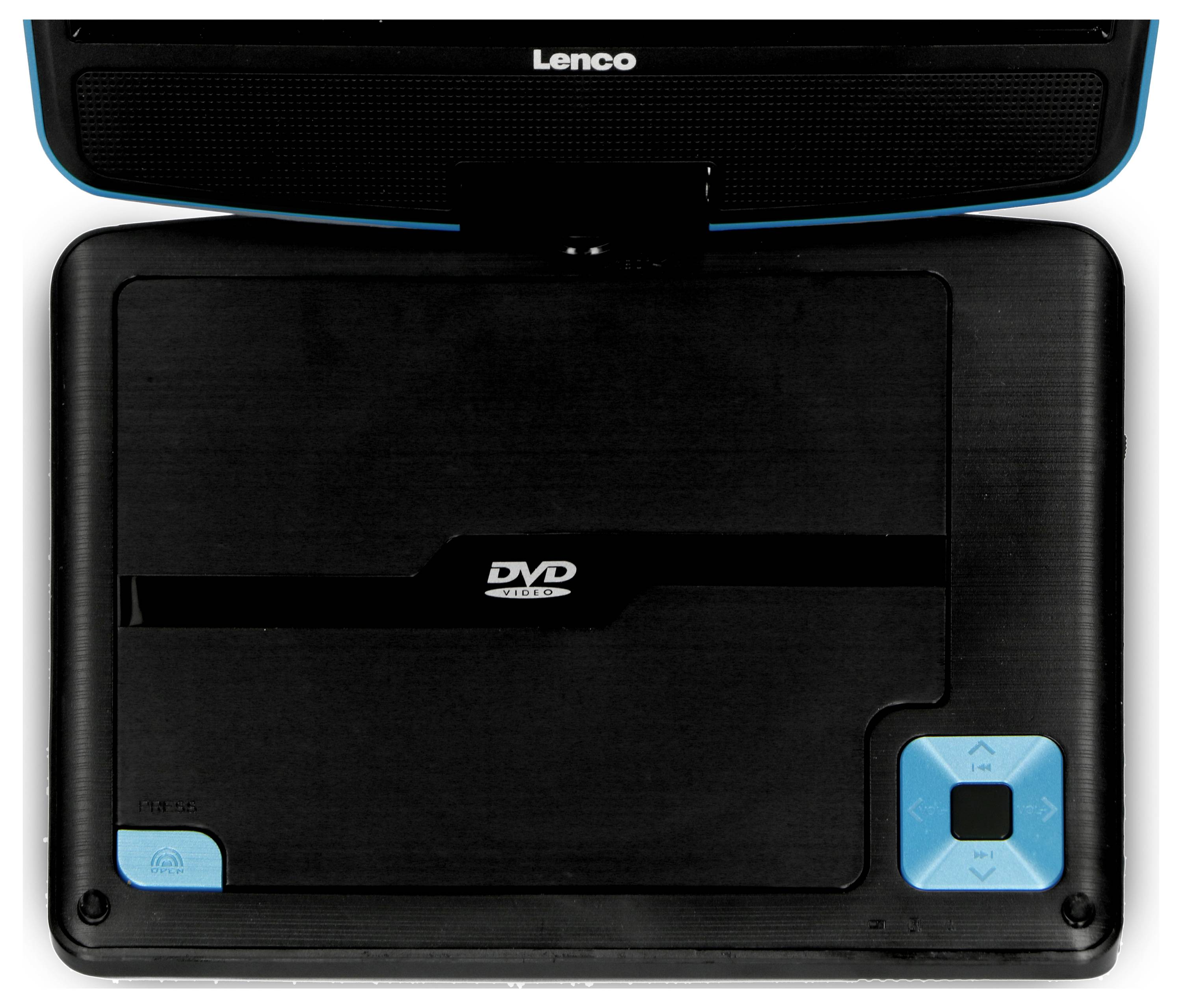 Prijenosni DVD player u zatvorenom stanju s plavom kontrolnom pločom i vidljivo otisnutim logotipom 'DVD Video'.