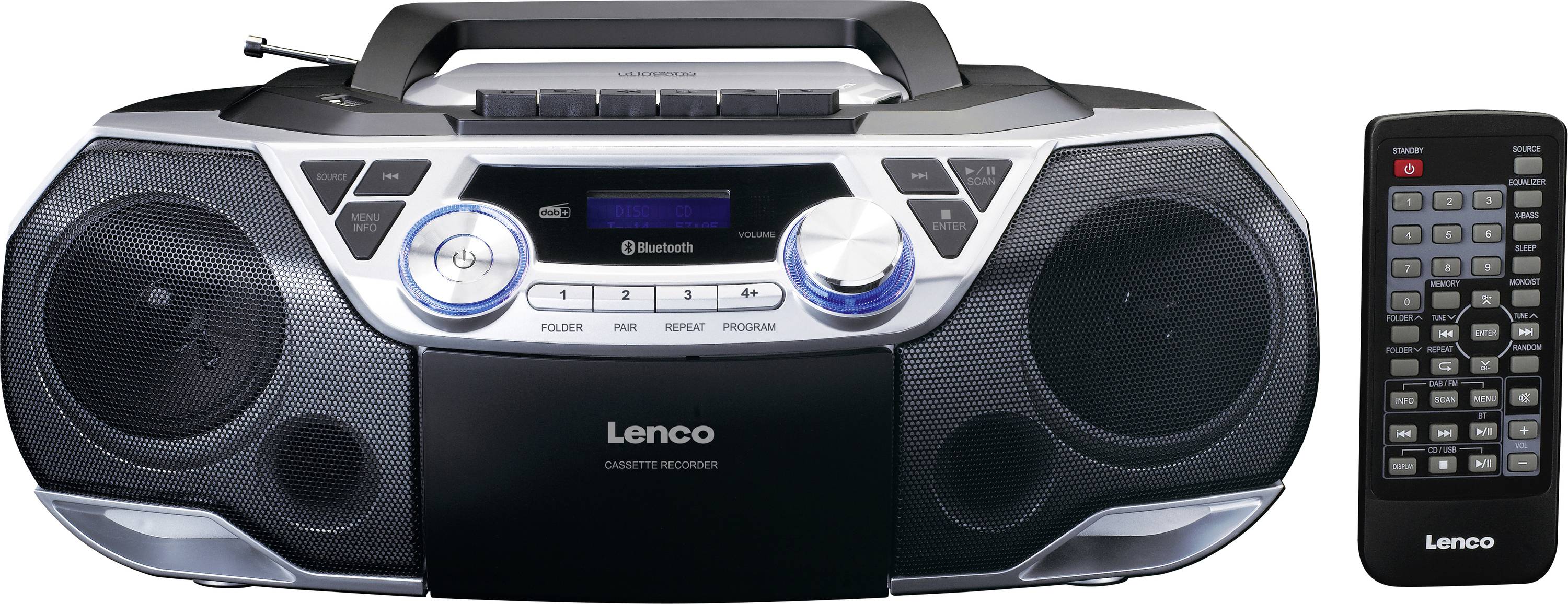 Lenco SCD 720 Boombox Dab+ Bluetooth 5.0 Lecteur CDMP3 Lecteur de Cassettes Radio FM Port USB 2 x RMS et Bass Reflex télécommande - vue 2