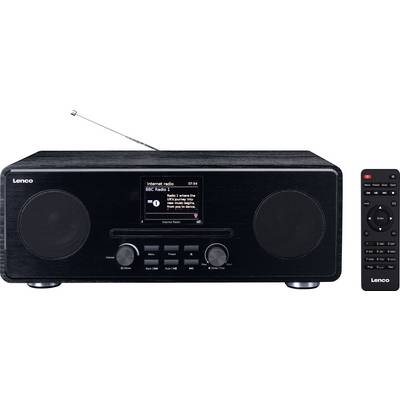 Crni stolni radio s digitalnim zaslonom i dva zvučnika, pored njega daljinski upravljač. Na zaslonu piše: 'BBC Radio 1'.