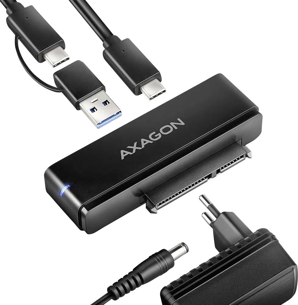 AXAGON AXAGON ADSA-FPX FastPortX SATA zu USB-C 3.1 Adapter - schwarz ADSA-FPX USB-hub 1 + 1 poorten USB-A, USB-C, SATA USB 3.1 Gen1 5 GBit/s Met ingebouwde