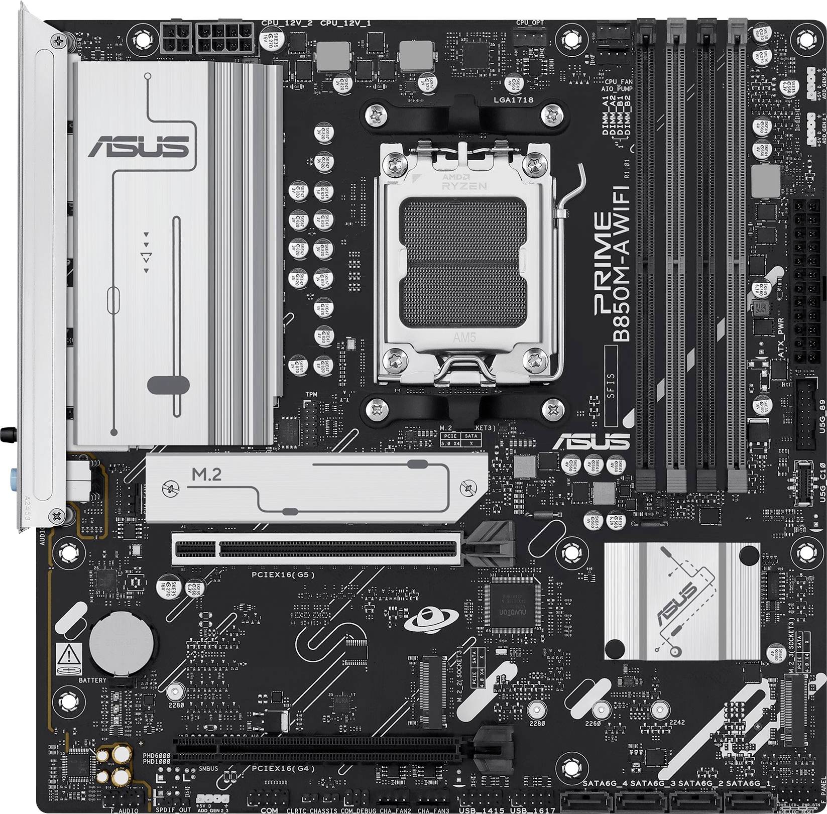 Asus PRIME B850M-A matična ploča Baza #####AMD AM5 Faktor oblika (detalji) Micro-ATX Set čipova matične ploče AMD® B850-0