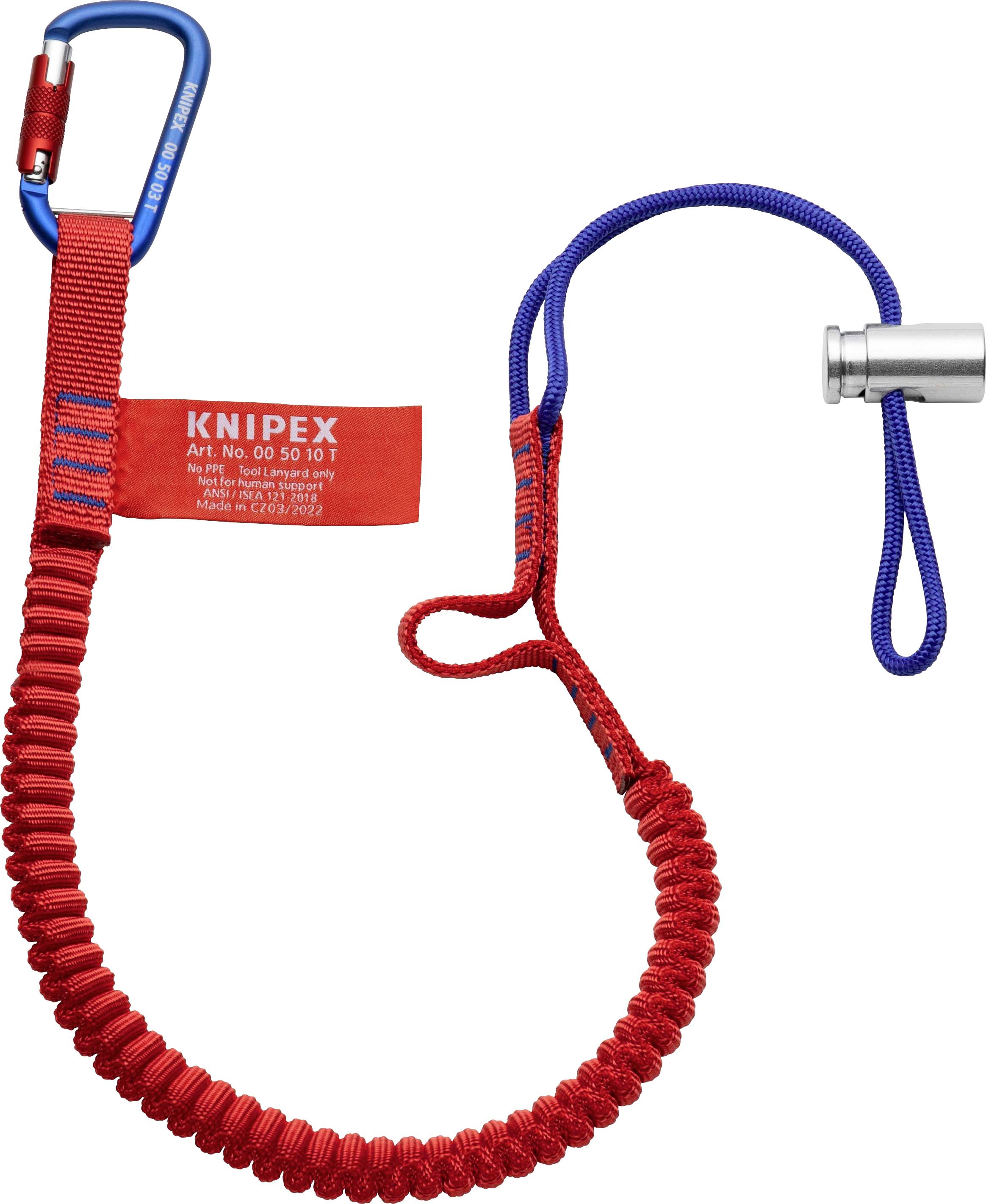 Knipex 00 50 12 T BK  00 50 12 T BK-vanglijn met vaste materiaalkarabijnhaak voor de valbeveiliging van het gereedschap 900 mm Bevestigingsbanden