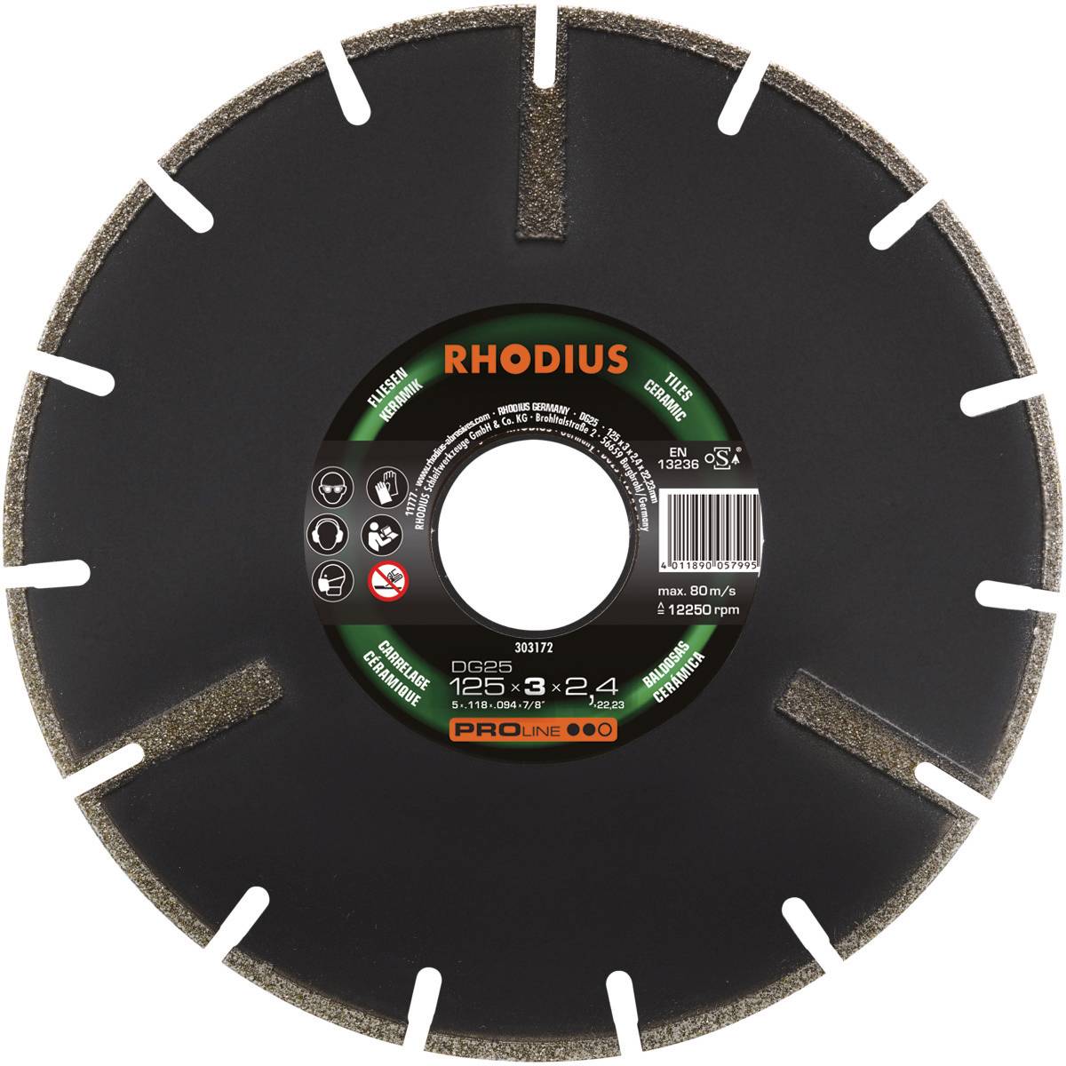 Rhodius DG25 303172 Diamanten doorslijpschijf 1 stuk(s) Tegels, Keramiek