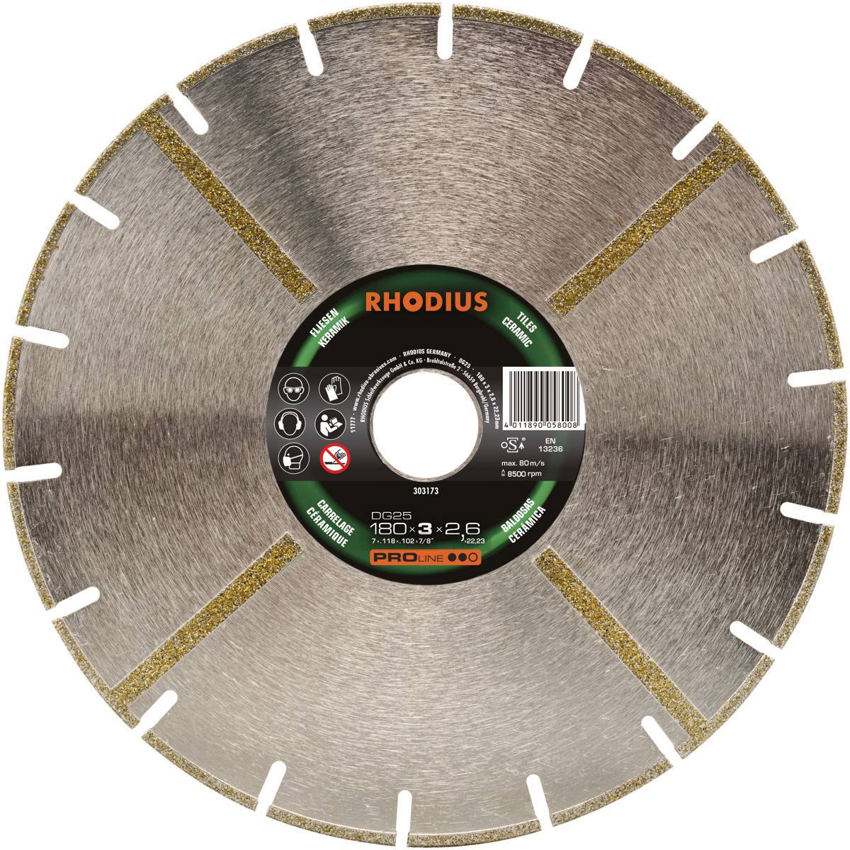 Rhodius DG25 303173 Diamanten doorslijpschijf 1 stuk(s) Tegels, Keramiek