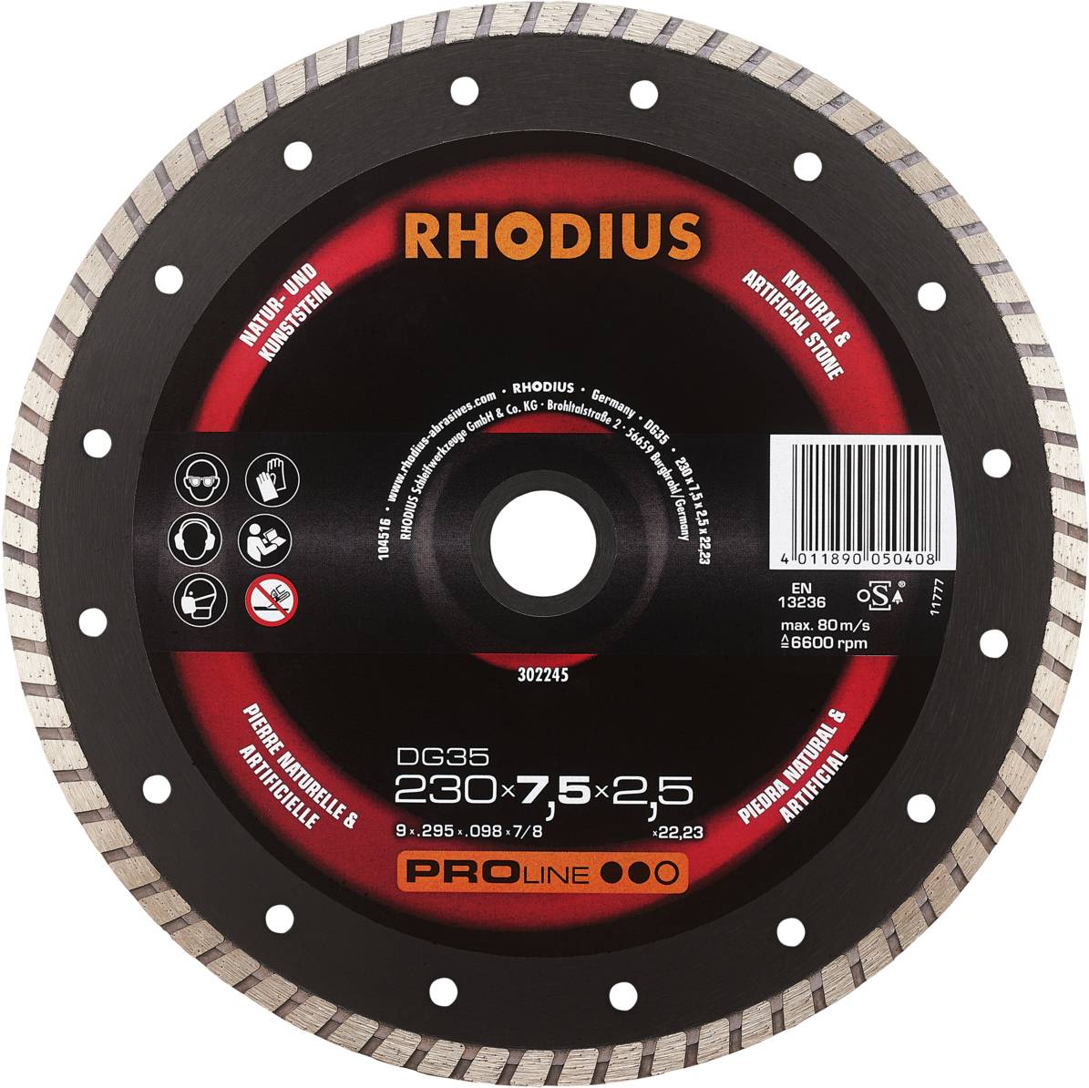 Rhodius DG35 302245 Diamanten doorslijpschijf 1 stuk(s) Natuursteen