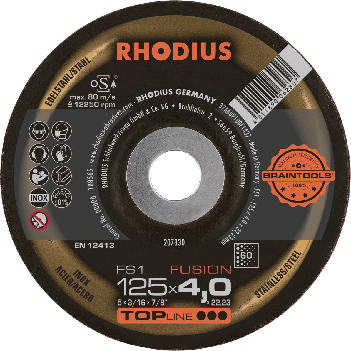 Rhodius 207830 FS1 FUSION Afbraamschijf RVS, Staal 10 stuk(s)