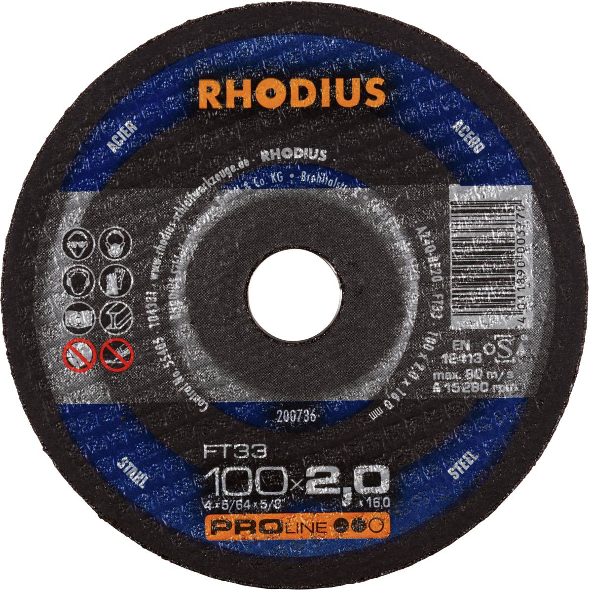 Rhodius FT33 200736 Doorslijpschijfset 25 stuk(s) Staal