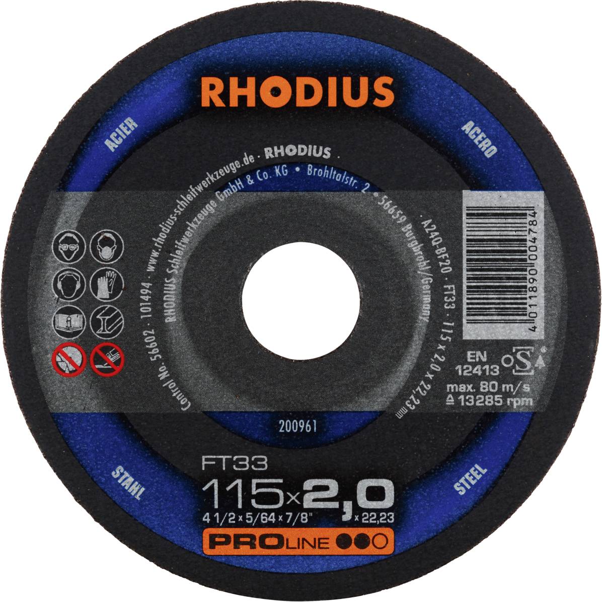 Rhodius FT33 200961 Doorslijpschijfset 25 stuk(s) Staal