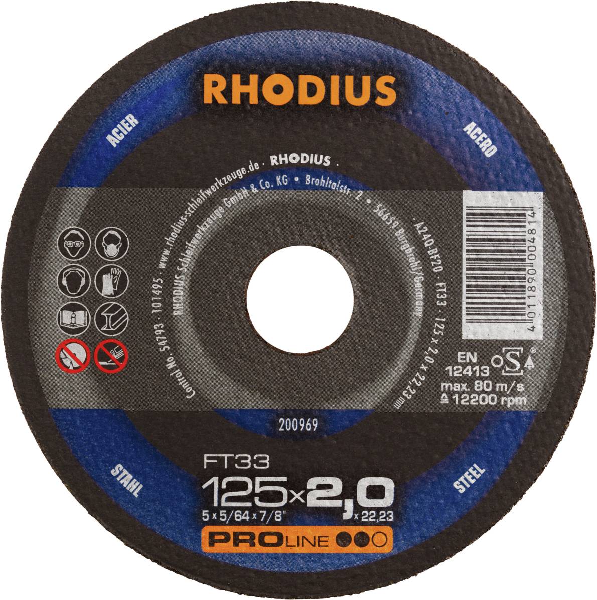 Rhodius FT33 200969 Doorslijpschijfset 25 stuk(s) Staal
