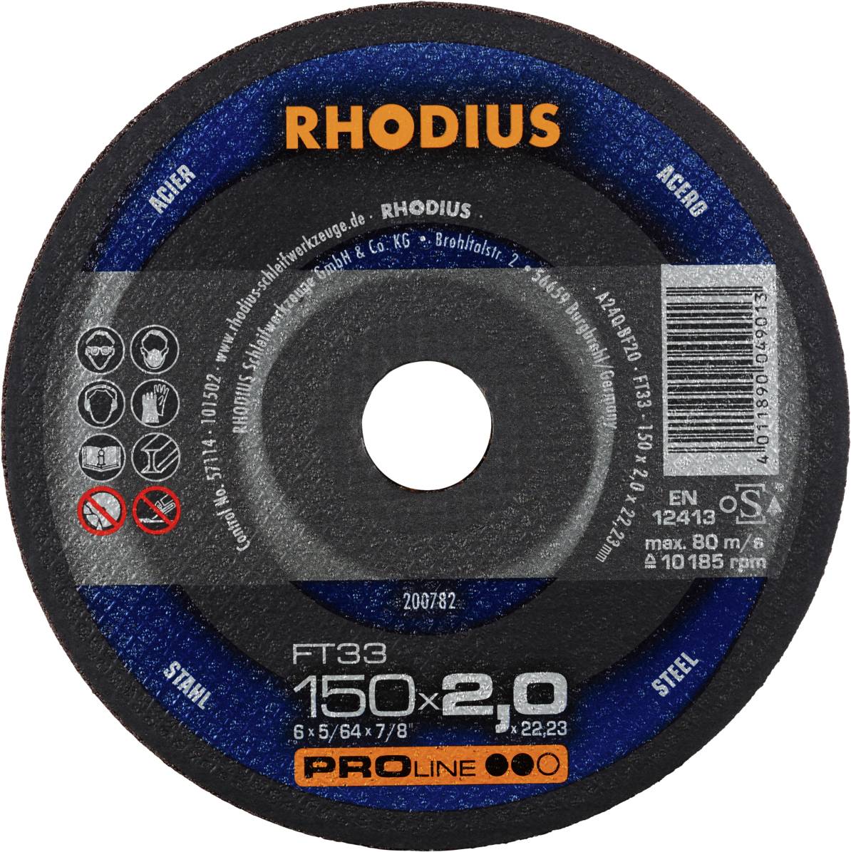 Rhodius FT33 200782 Doorslijpschijfset 25 stuk(s) Staal
