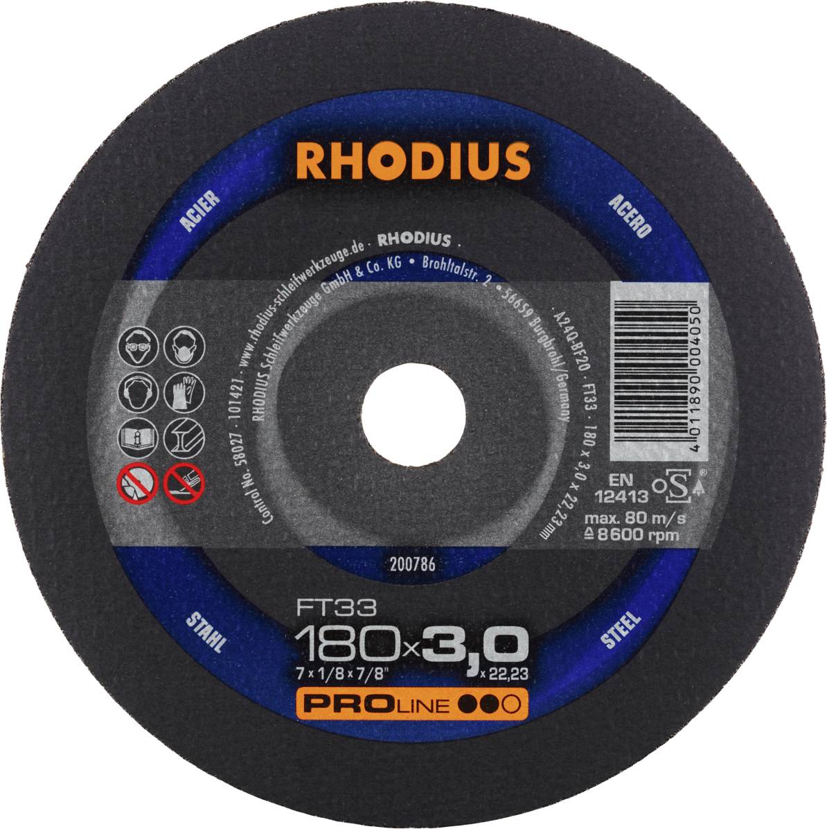 Rhodius FT33 200786 Doorslijpschijfset 25 stuk(s) Staal