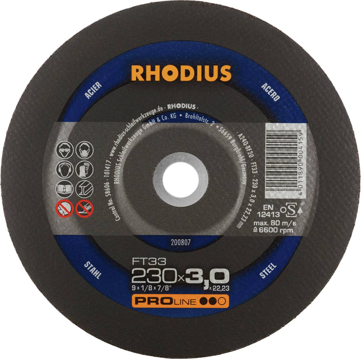 Rhodius FT33 200807 Doorslijpschijfset 25 stuk(s) Staal