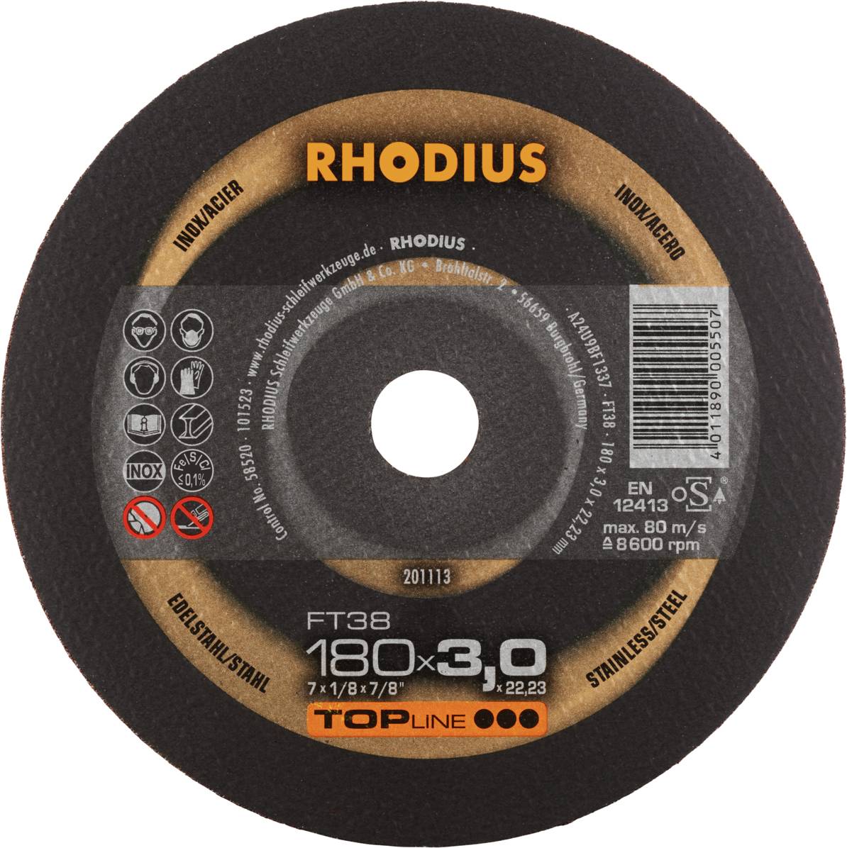 Rhodius FT38 201113 Doorslijpschijfset 25 stuk(s) RVS, Staal