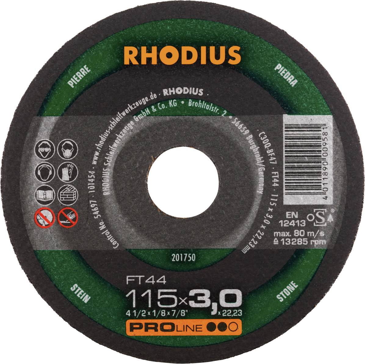 Rhodius FT44 201750 Doorslijpschijfset 25 stuk(s) Steen, Non-ferrometaal