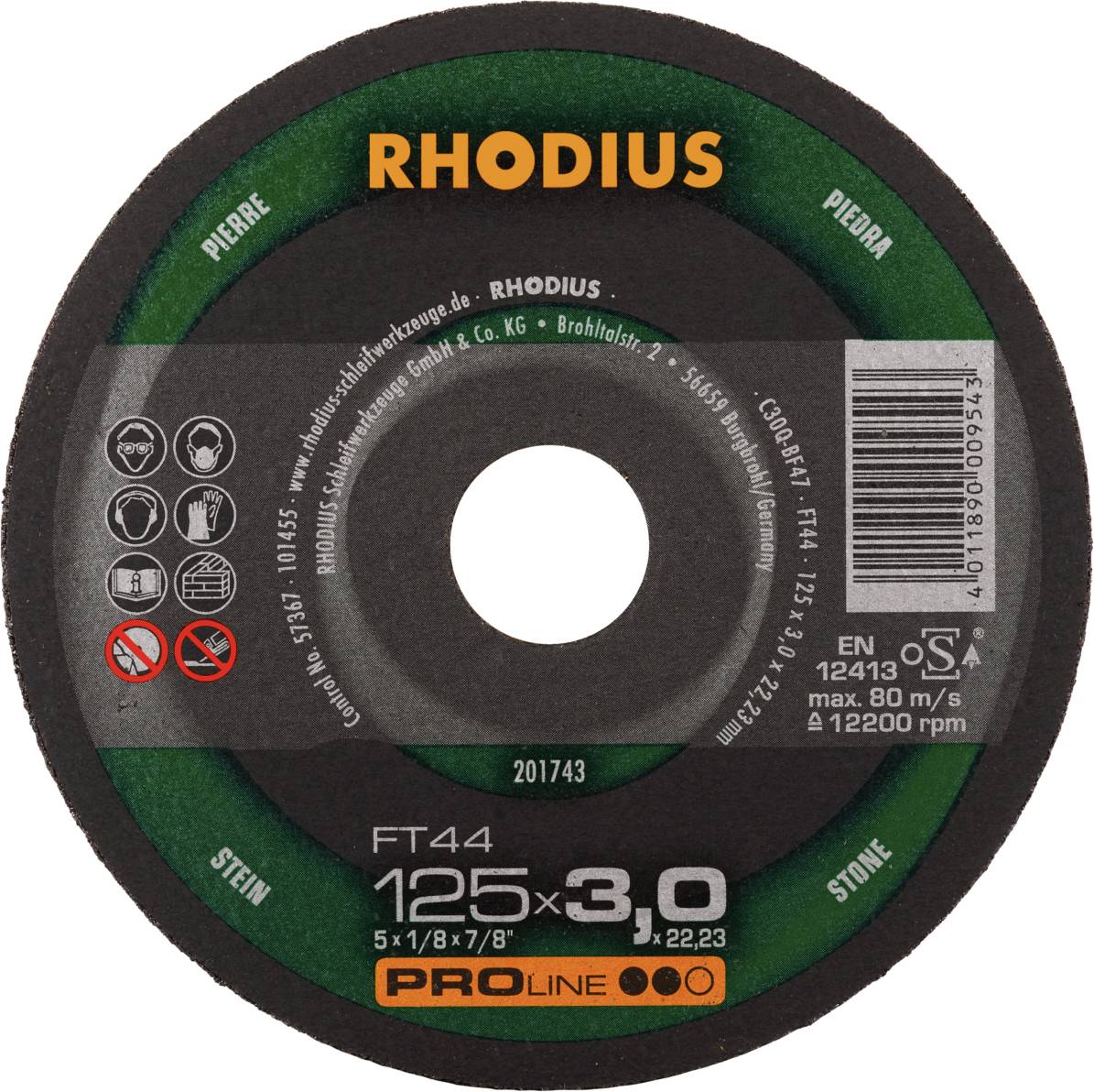Rhodius FT44 201743 Doorslijpschijfset 25 stuk(s) Steen, Non-ferrometaal