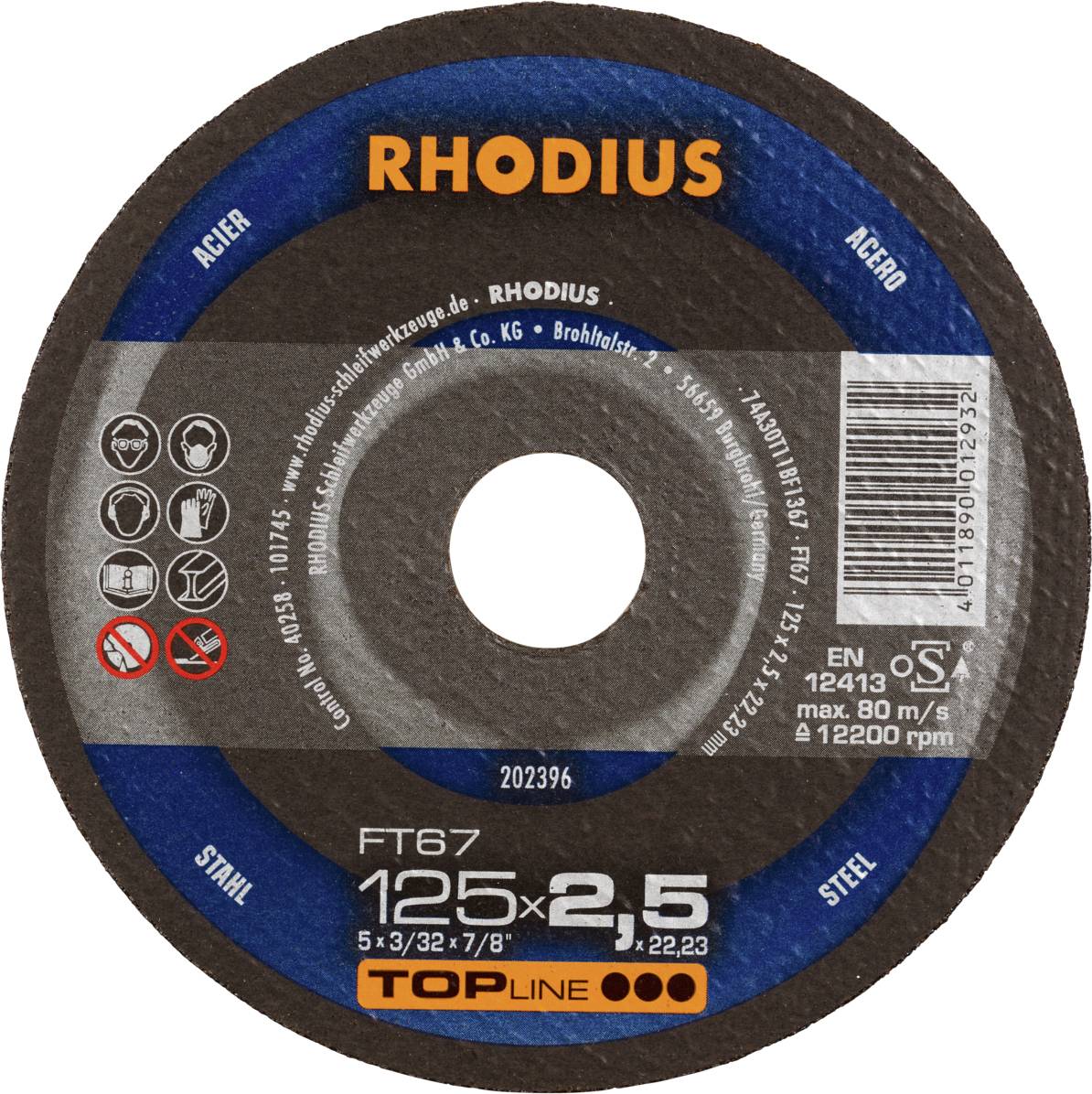 Rhodius FT67 202396 Doorslijpschijfset 25 stuk(s) Staal