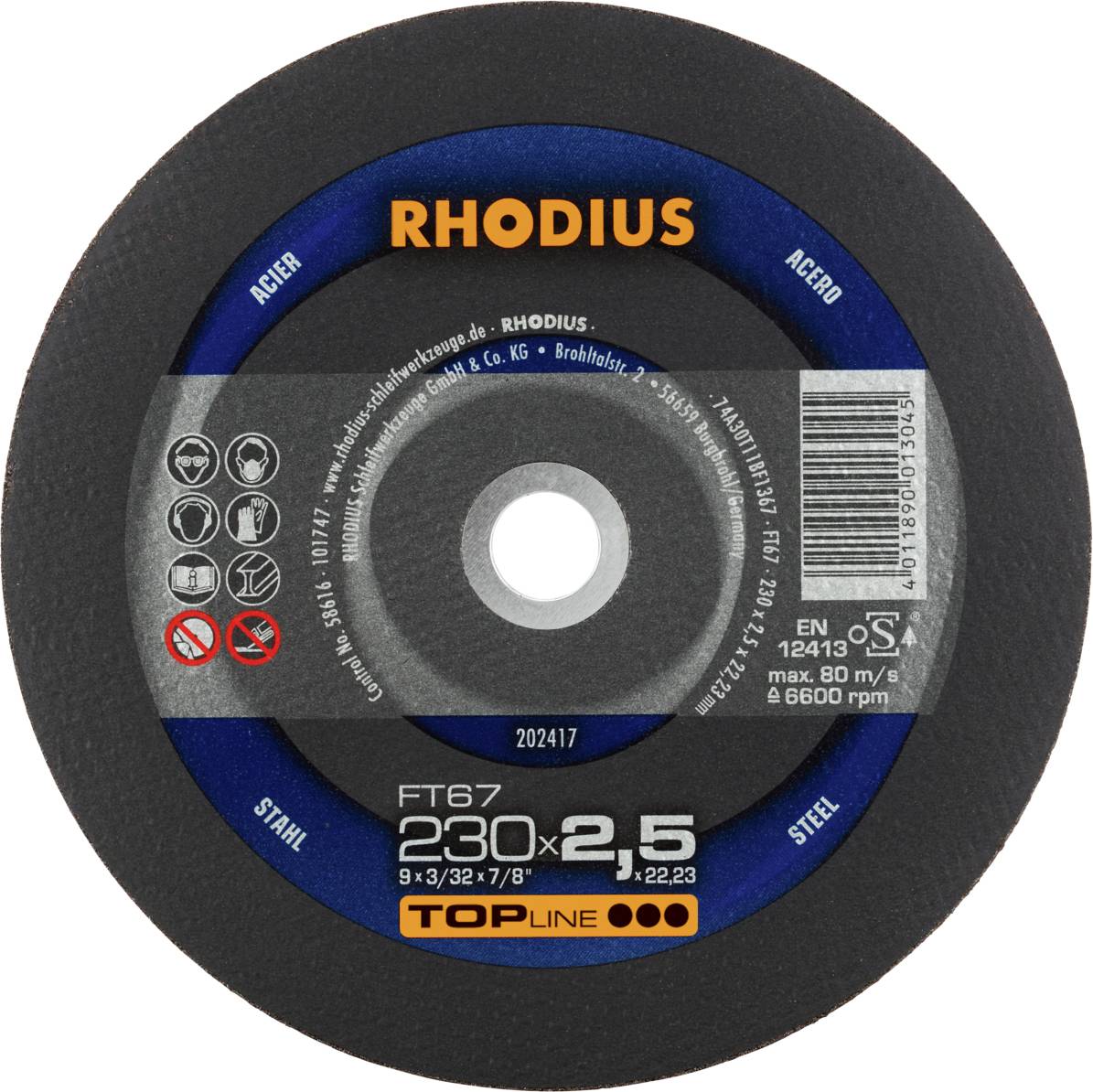 Rhodius FT67 202417 Doorslijpschijfset 25 stuk(s) Staal