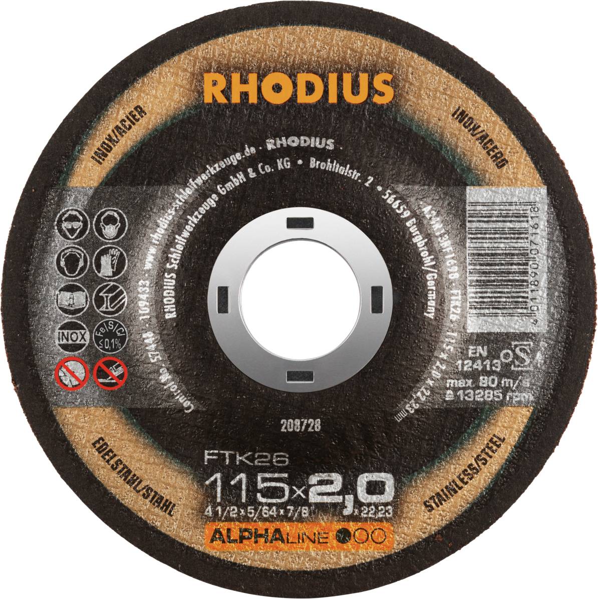 Rhodius FTK26 208728 Doorslijpschijfset 25 stuk(s) RVS, Staal