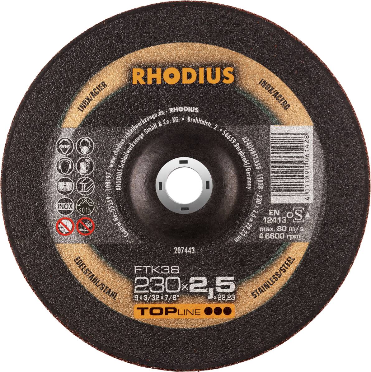 Rhodius FTK38 207443 Doorslijpschijfset 25 stuk(s) RVS, Staal