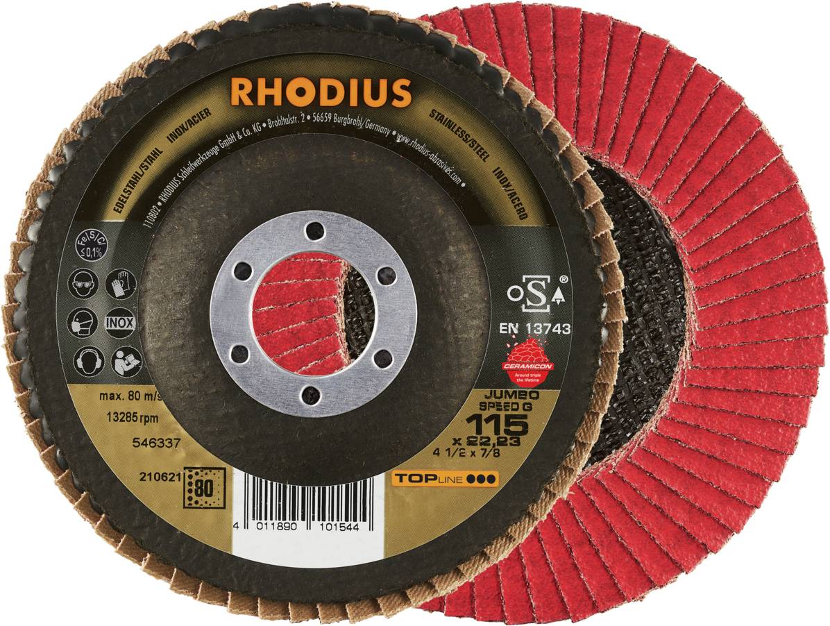 Rhodius 210621 JUMBO SPEED G Lamellenschijf Korrelgrootte (num) 80 RVS, Staal 10 stuk(s)