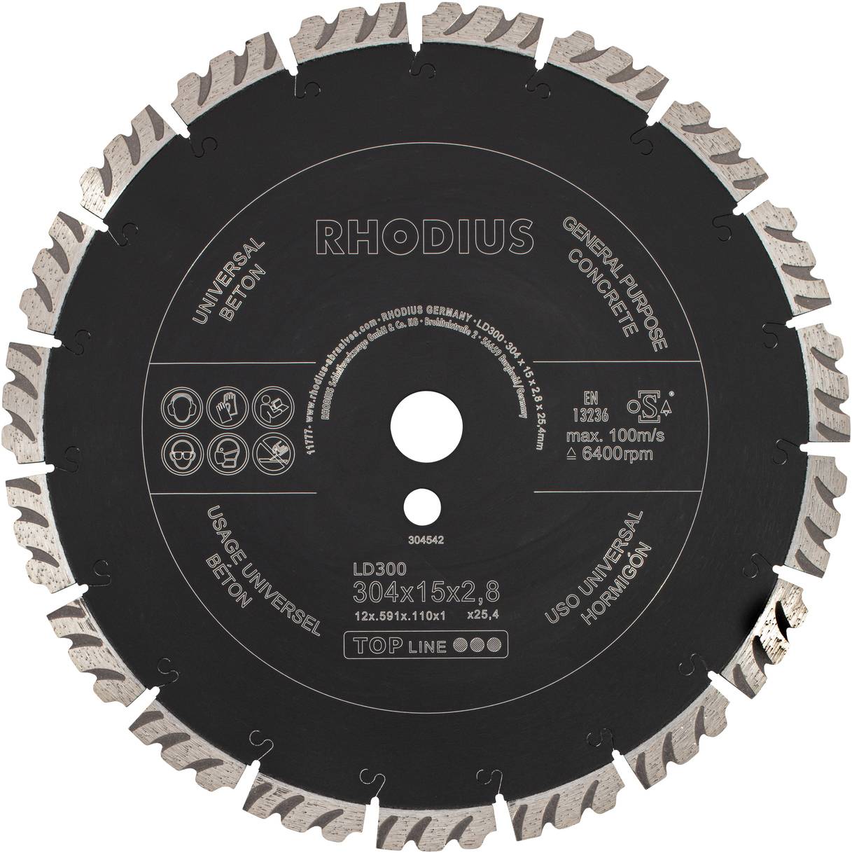 Rhodius LD300 304542 Diamanten doorslijpschijf 1 stuk(s) Beton