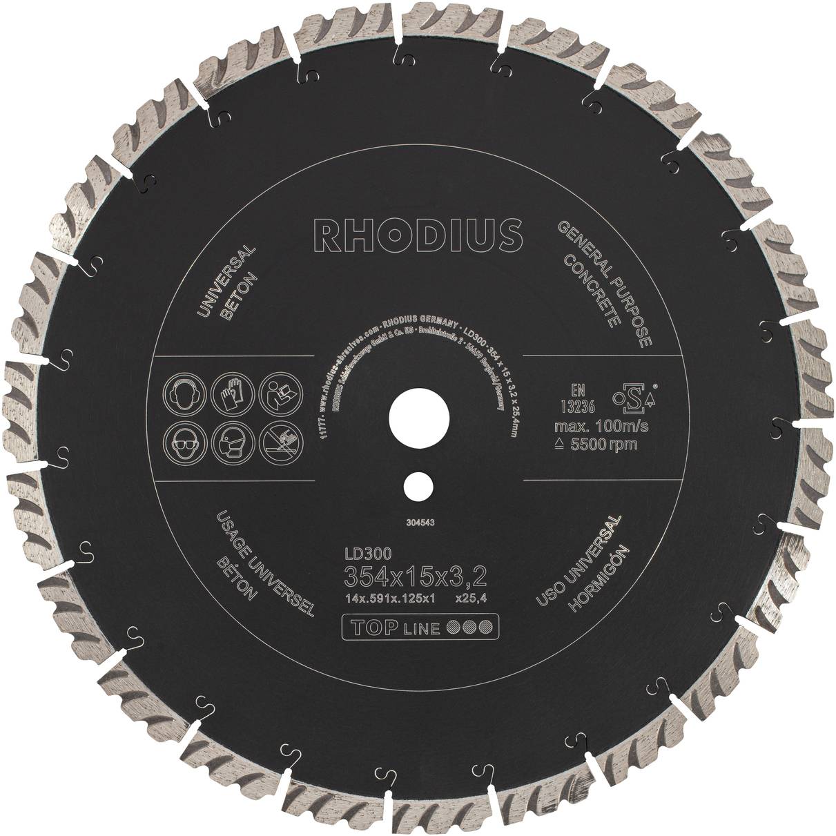 Rhodius LD300 304543 Diamanten doorslijpschijf 1 stuk(s) Beton