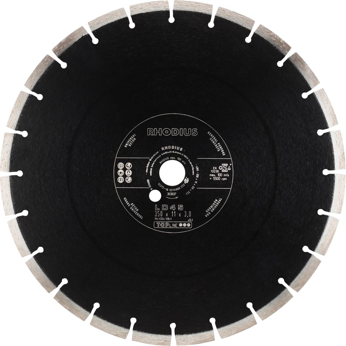 Rhodius LD45 303837 Diamanten doorslijpschijf 1 stuk(s) Beton