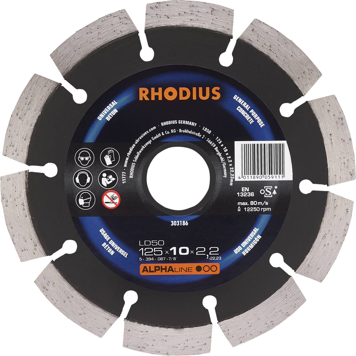 Rhodius LD50 303186 Diamanten doorslijpschijf 1 stuk(s) Beton