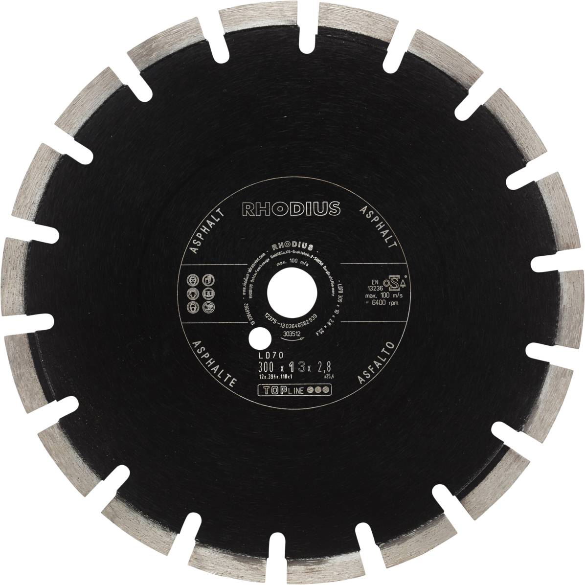 Rhodius LD70 303512 Diamanten doorslijpschijf 1 stuk(s) Asfalt