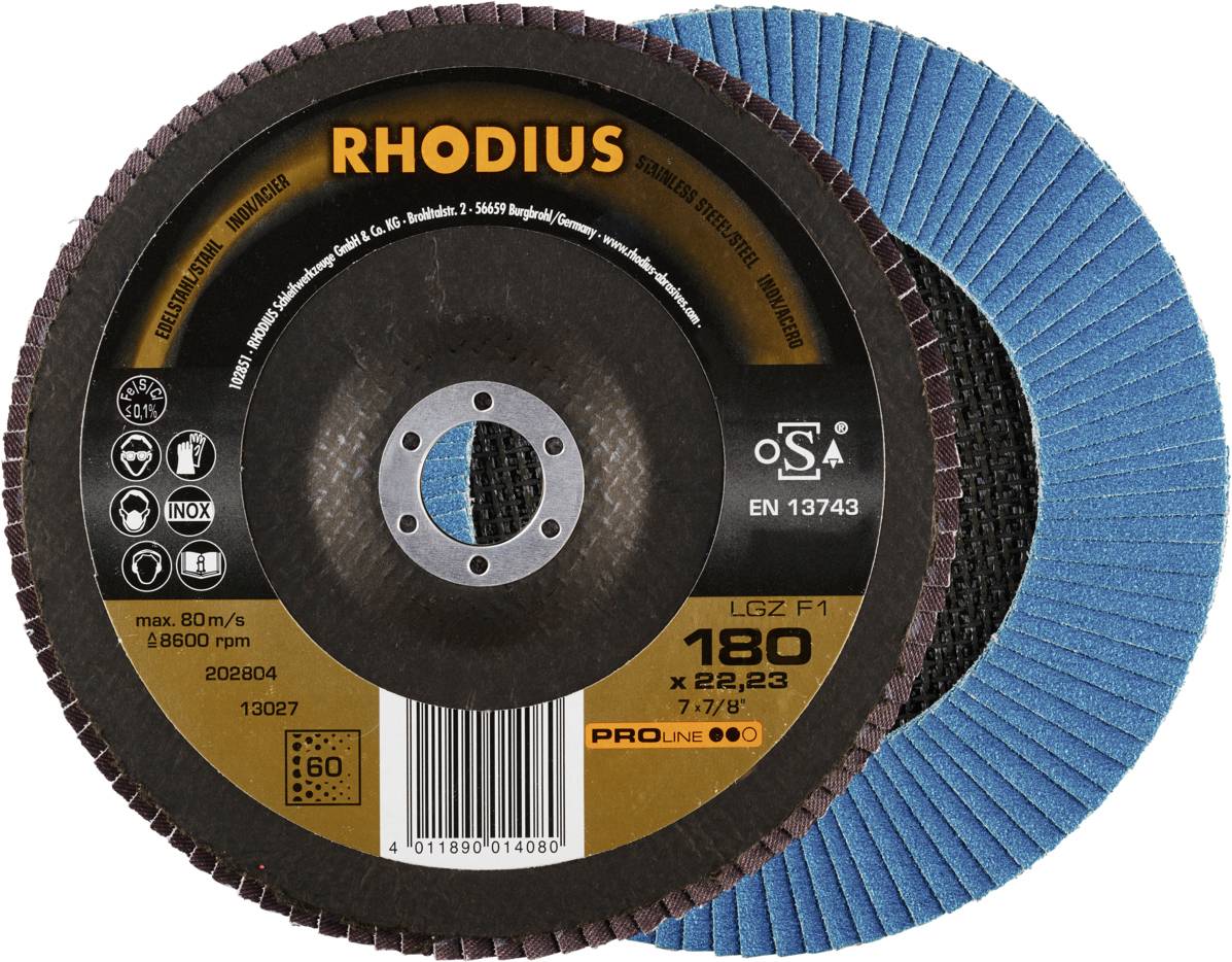Rhodius 202804 LGZ F1 Lamellenschijf Korrelgrootte (num) 60 RVS, Staal 10 stuk(s)