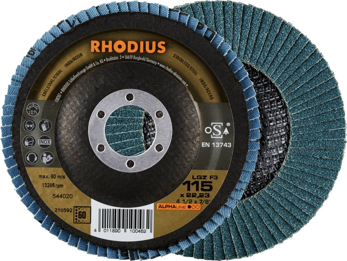 Rhodius 210592 LGZ F3 Lamellenschijf Korrelgrootte (num) 60 RVS, Staal 10 stuk(s)