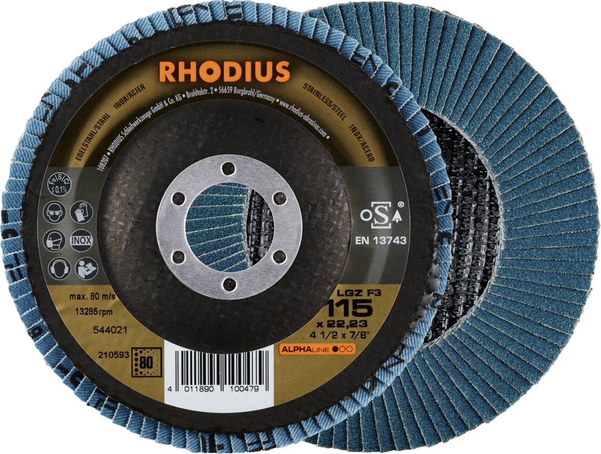 Rhodius 210593 LGZ F3 Lamellenschijf Korrelgrootte (num) 80 RVS, Staal 10 stuk(s)
