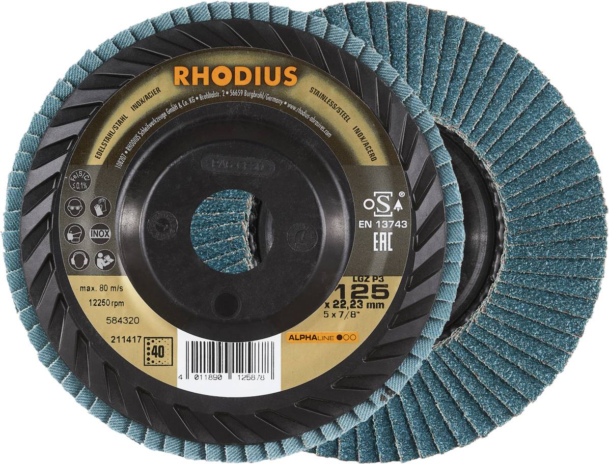 Rhodius 211417 LGZ P3 Lamellenschijf Korrelgrootte (num) 40 RVS, Staal 10 stuk(s)